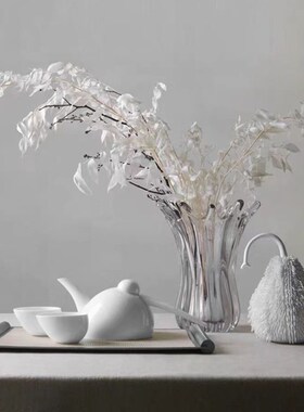 现代简约白色毛球梨形摆件客厅玄关卧室酒店电视柜软装家居装饰品