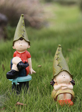 庭院摆件 花园装饰品别墅户外装饰创意树脂娃娃卡通人物小孩摆件