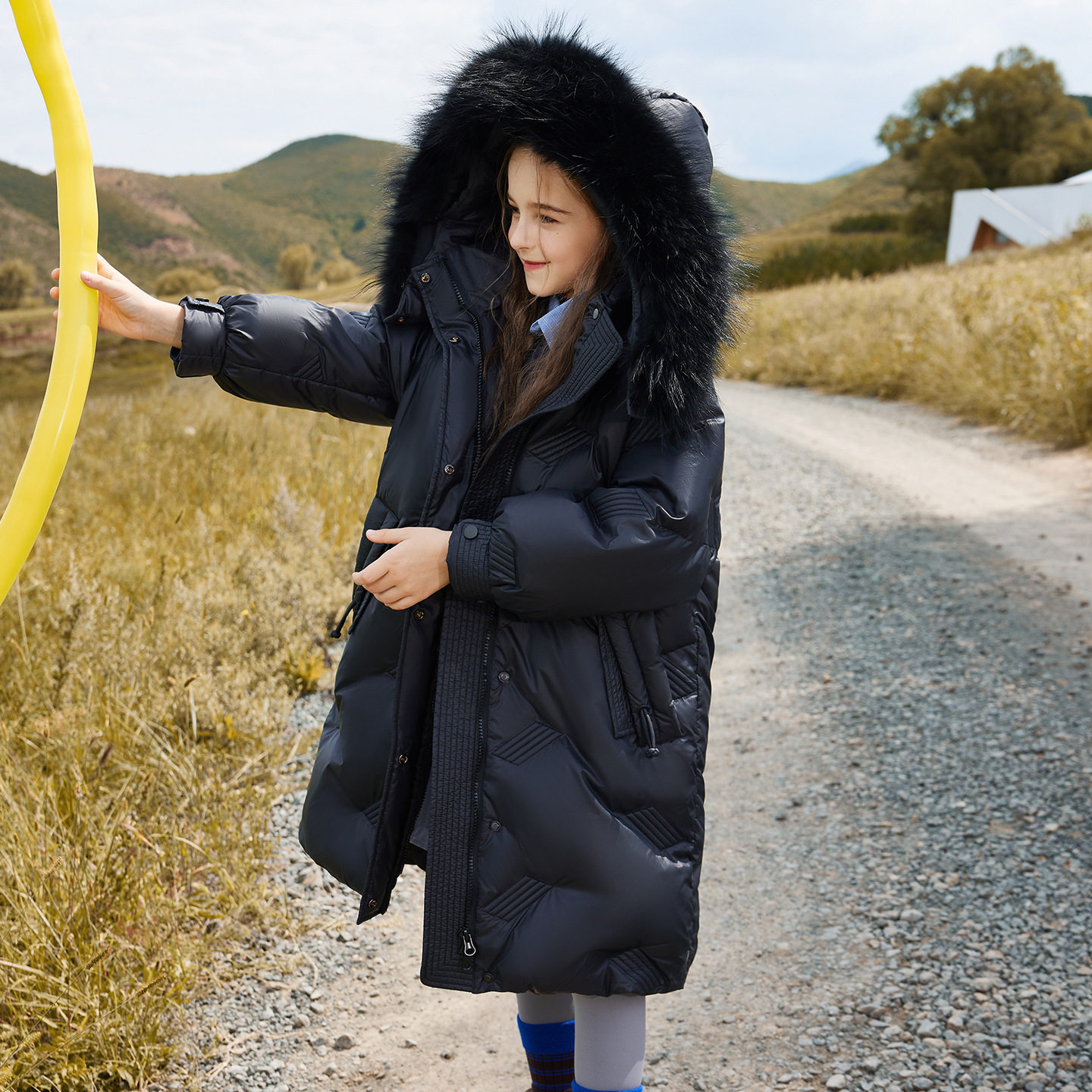 鸭鸭男女童羽绒服中长款2025冬季新洋气儿童中大童冬装大毛领外套,淘宝优惠券,粉丝福利购,淘宝优惠卷
