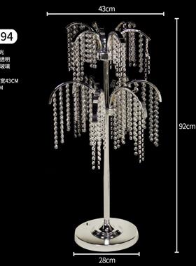 婚庆新款水晶冰条主桌花器酒店婚礼堂餐桌桌面摆件装饰品道具珠帘