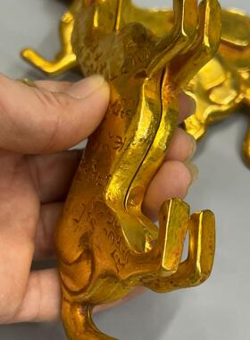 复古纯铜鎏金虎符令牌仿古做旧小摆件 黄铜工艺品 文创市集老物件