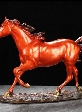 志在千里黄铜马摆件马到成功老板董事长办公室桌面玄关装饰礼品