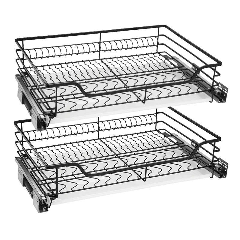 意铂尼厨房橱柜拉篮不锈钢三层抽屉E式碗篮内置调味料碗架收纳碗 - 图3