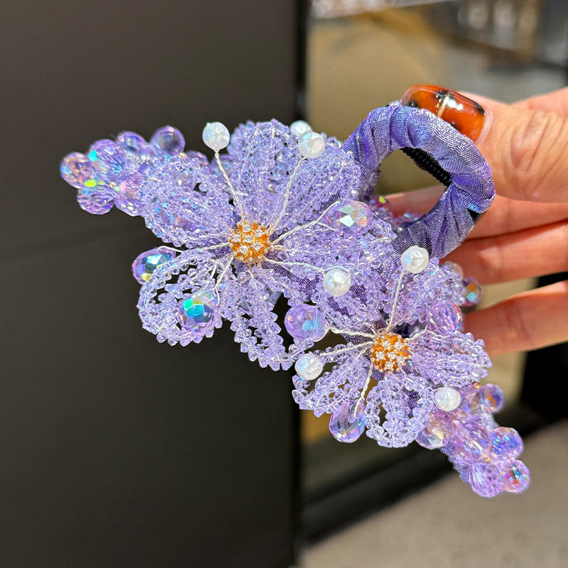 梦幻紫色高定款水晶花朵抓夹大号手工晶石鲨鱼夹发卡后脑勺头饰,淘宝优惠券,粉丝福利购,淘宝优惠卷