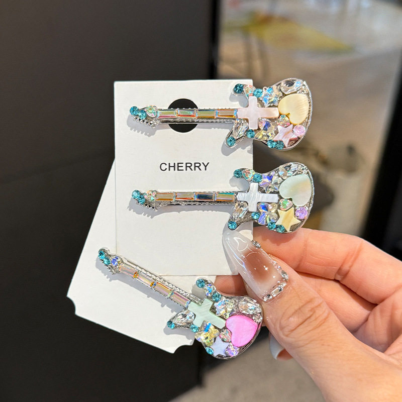 精致小吉他发夹女小众创意侧边刘海夹时尚刘海碎发夹子高级鸭嘴夹,淘宝优惠券,粉丝福利购,淘宝优惠卷