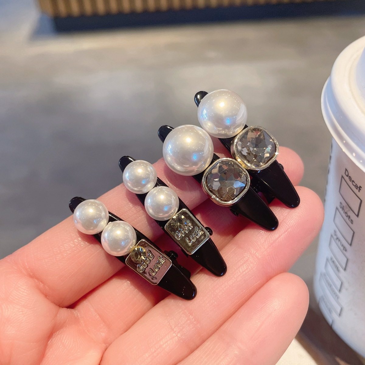 小号水钻珍珠侧边鸭嘴夹子感前额碎发夹女迷你刘海夹发卡小众头饰,淘宝优惠券,粉丝福利购,淘宝优惠卷