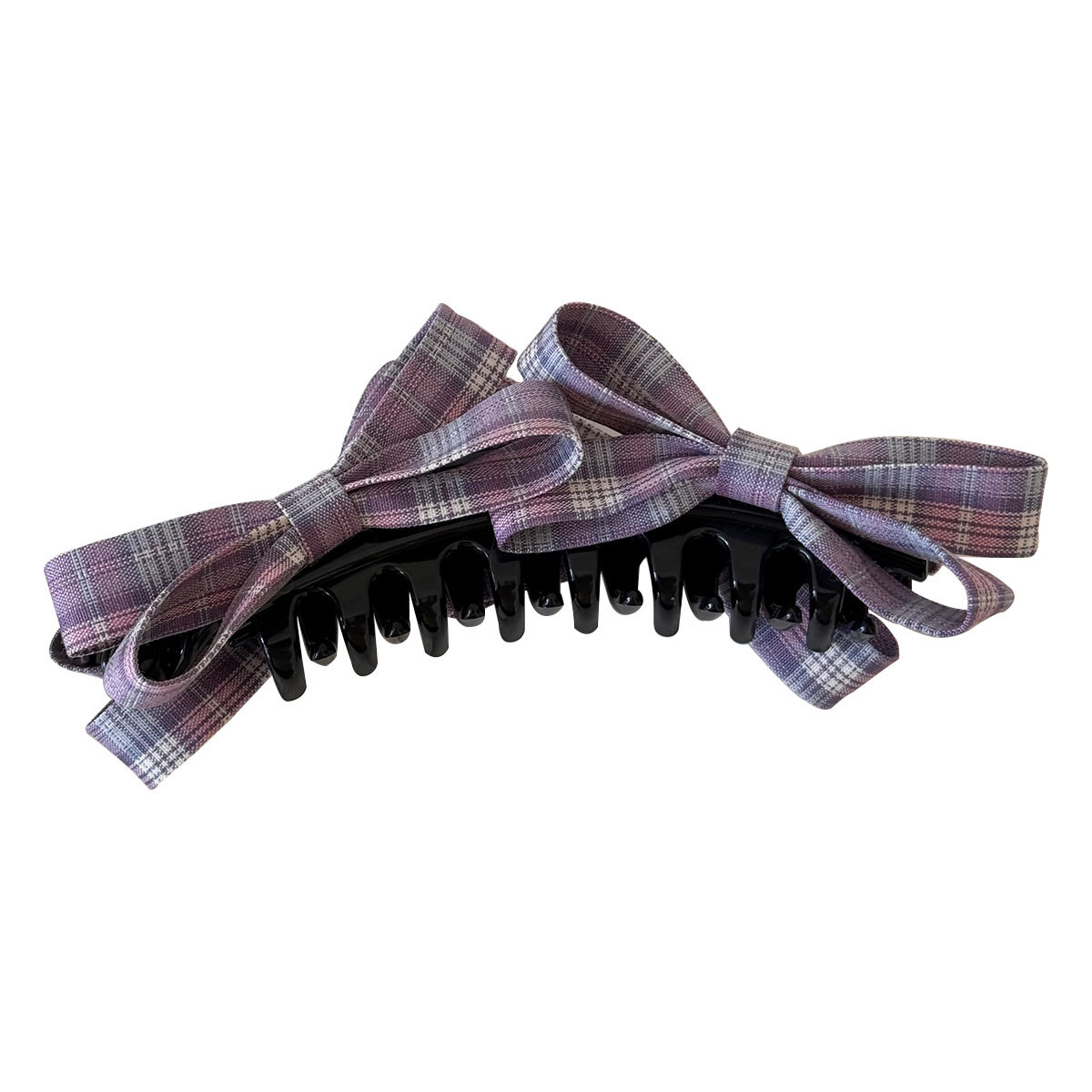 韩系甜美百搭粉立体格纹双蝴蝶结香蕉夹女2026新款高马尾发夹,淘宝优惠券,粉丝福利购,淘宝优惠卷
