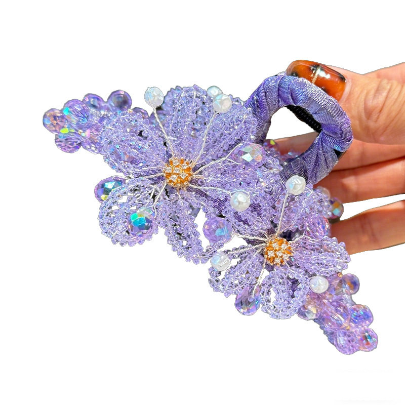 梦幻紫色高定款水晶花朵抓夹大号手工晶石鲨鱼夹发卡后脑勺头饰,淘宝优惠券,粉丝福利购,淘宝优惠卷