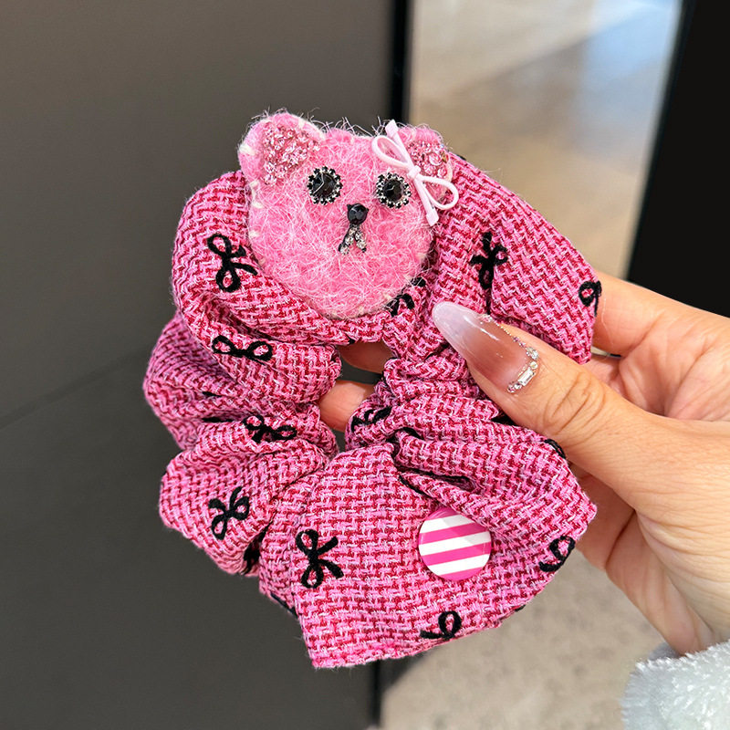 韩版粉色可爱蝴蝶结小熊大肠圈甜美百搭气质高马尾丸子头发圈头绳,淘宝优惠券,粉丝福利购,淘宝优惠卷