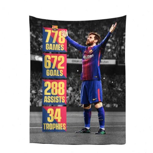 电视背景墙装饰挂布 梅西名场面巴萨足球迷个性展示宿舍下铺挂布 - 图0