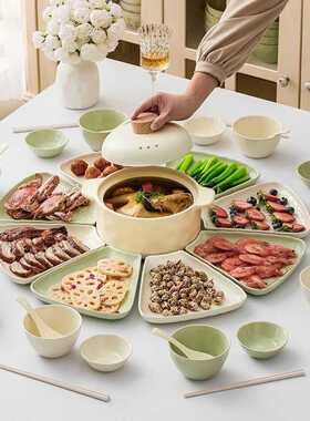 奶油风陶瓷拼盘餐具组合套装小清新碗盘碗碟家用年夜饭团圆菜盘子