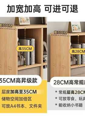 实木书报架置物架落地家用简易书柜电视柜儿童收纳储物矮柜子格柜