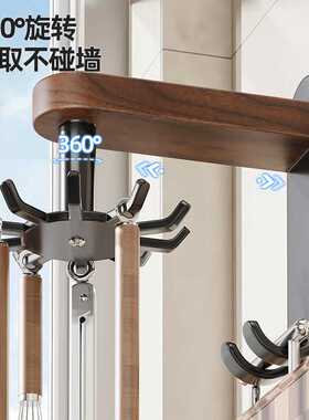 旋转挂钩菜板多功能专用铲子置物架免打孔胡桃木勺子收纳壁挂厨房