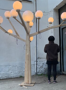时尚加灯造型树干实木板树造型包堂前台装饰地落树木质干支大邮