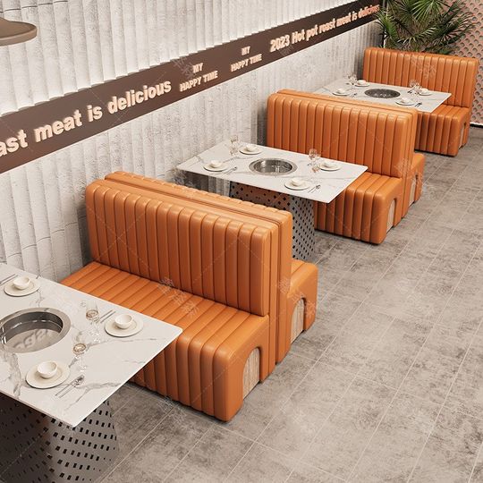 Curved restaurant fast food restaurant deck sofa stainless steel snack bar barbecue restaurant western restaurant hot pot restaurant table and chair set