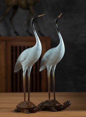 全铜龟鹤仙鹤摆件寿星送老人祝桌面寿工艺品客厅电视柜家居装饰品