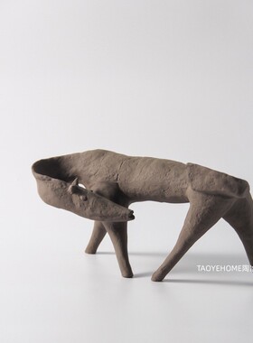 简约创意陶瓷动物摆件样板间儿童房抽象几何雕塑软装饰品桌面摆件