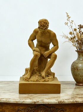 欧式古典树脂植绒家居坐式男体雕塑工艺品艺术感家居软装摆件