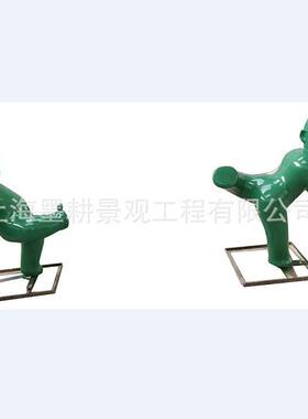 供应玻璃钢童趣抽象雕塑 儿童人物滚铁环雕塑 跳马斗鸡雕塑