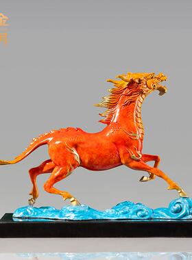 铜艺坊龙马精神铜金属工艺品摆件龙马黄铜器摆件办公室老板桌摆件
