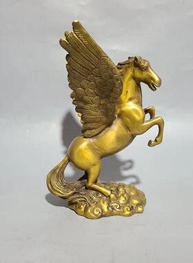 古董古玩仿古铜加厚黄铜仿铜飞马摆件黄铜家居客厅摆件