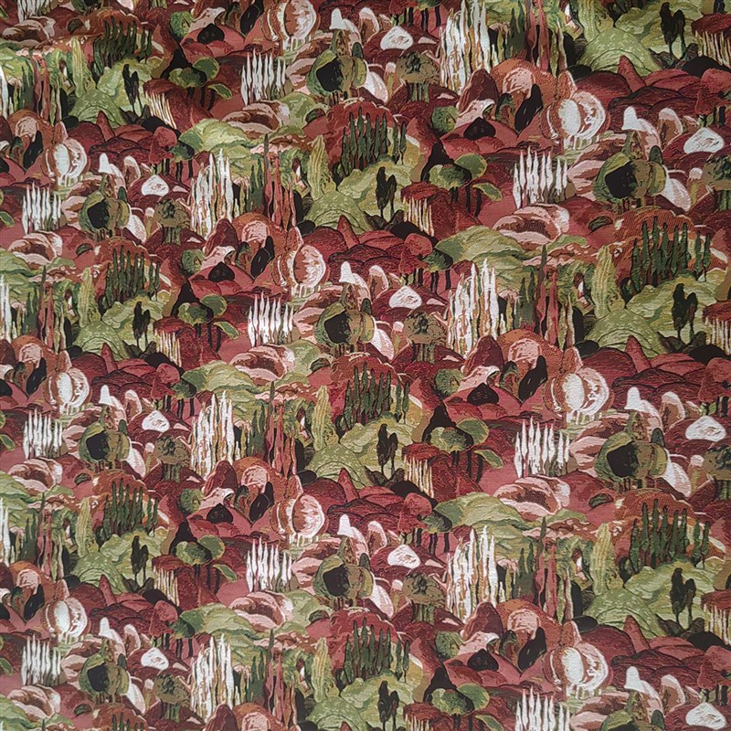 水墨山水提花布料沙发面料u高档绿碎花抱枕靠垫软包餐椅布料棉麻 - 图0