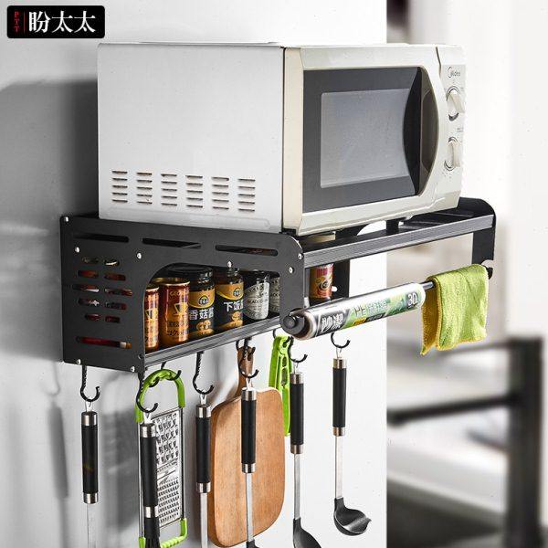 厨房置物架壁挂式电饭锅支架台面落地双层家用收纳微波炉烤箱架子,淘宝优惠券,粉丝福利购,淘宝优惠卷