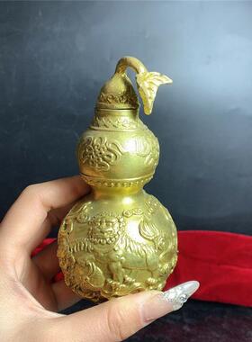 黄铜葫芦狮子葫芦摆件狮子葫芦家居饰品铜器工艺品