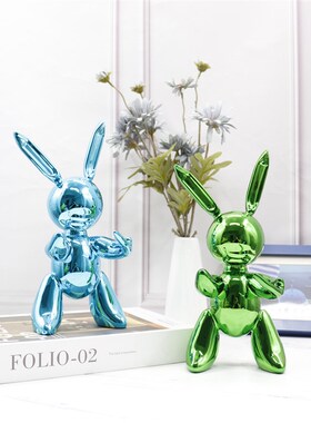 杰夫昆斯兔子摆件软装创意雕塑样板房酒店白色人物抽像摆件艺术品