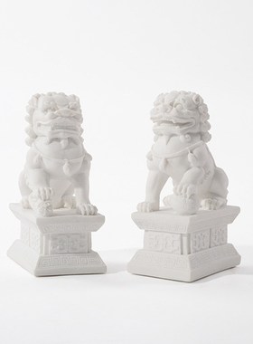 新中式狮子摆件简约现代样板书房办公桌会客桌书档玄关博古架摆设