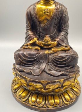 纯铜坐如来佛背光坐如来佛如来佛祖大头释迦佛供奉招财桌面摆件