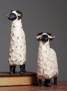 北欧创意绵羊摆件家居现代简约抽象酒柜婚房摆饰结婚礼物生日礼品