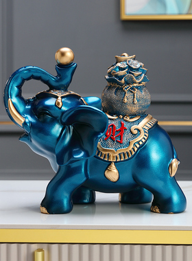 招财大象一d对摆件轻奢高档客厅柜子电视柜酒柜家居现代创意装饰