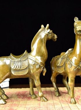 纯铜马摆件小马大号马仿古做旧铜马工艺品黄铜铸造仿古做旧包邮马