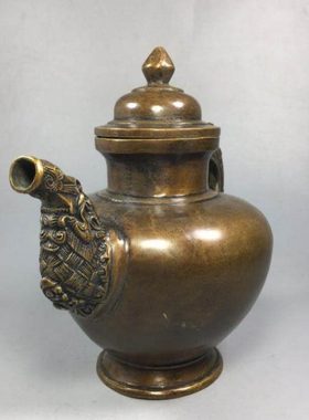 纯铜龙壶龙嘴龙手柄手把铜酒壶茶壶家居茶道酒店装饰工艺礼品摆件