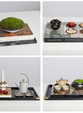 中式样板间桌面茶几室飘窗玄关书A房托盘茶具售楼处日式禅意摆件