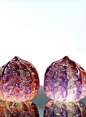 彩色水晶核桃摆件琉璃文玩健身解压生日送礼黄水晶核桃家居装饰品