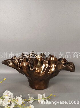 创意树脂桌面摆件花瓶 客厅柜台抽象工艺品 样板间装饰插花器