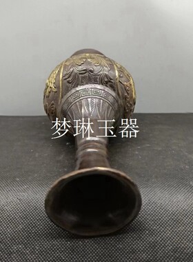 仿古黄铜龙凤呈祥梅兰竹菊插花瓶子客厅电视柜酒柜装饰工艺品摆件