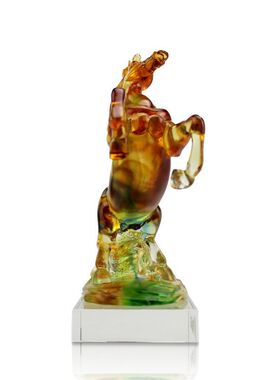 锋明古法琉璃马到成功摆件办公室装饰品工艺品琉璃马奖杯高档礼品