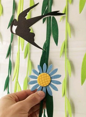 幼儿园走廊吊饰教室天花板棚顶挂饰商场店铺吊顶春天装饰柳条燕子