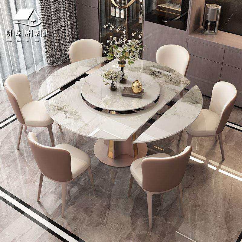 岩板折叠餐桌旋转嵌入式转盘多功能带电磁炉桌子小户型家用饭桌子,淘宝优惠券,粉丝福利购,淘宝优惠卷