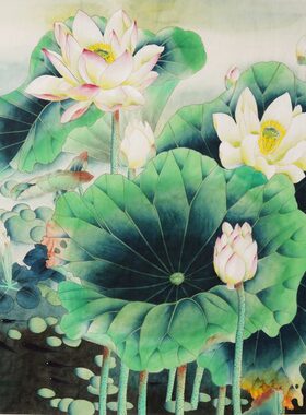 无款工笔画纯手绘荷花花鸟牡丹国画手工没题款装饰画不落款不题字