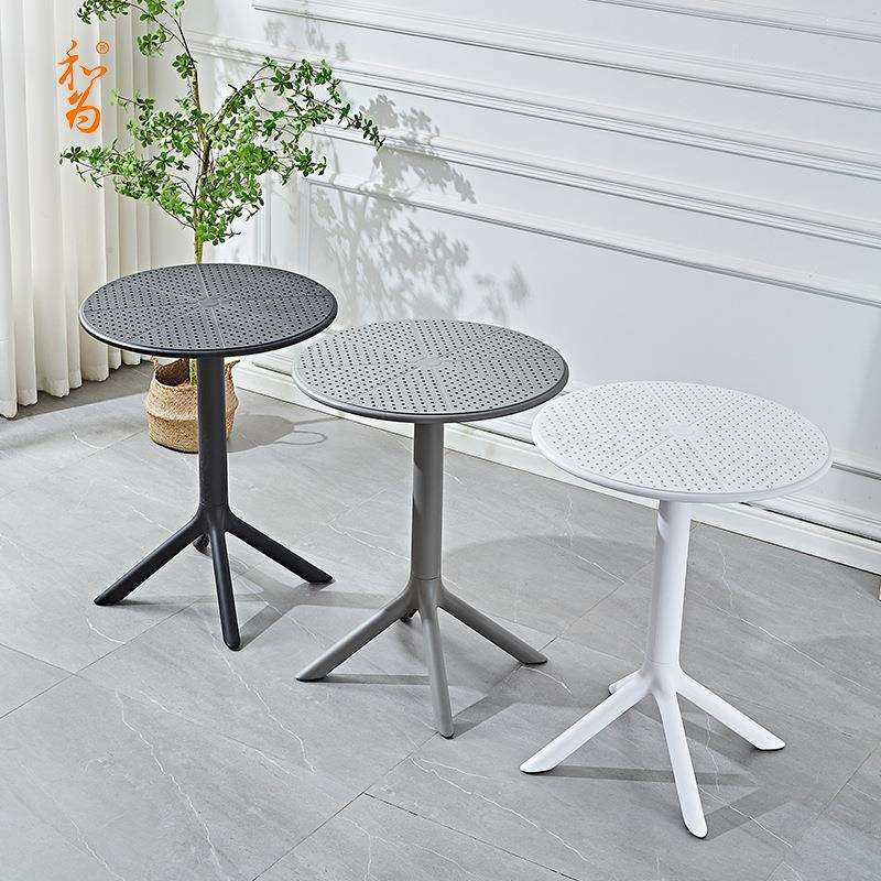 北欧简约塑料餐桌家用小户型便携镂空圆桌子户外茶几彩色圆台桌椅,淘宝优惠券,粉丝福利购,淘宝优惠卷