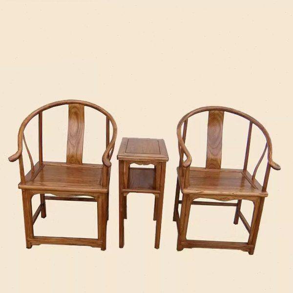 仿古太师椅三件套新中式实木椅子靠背椅阳台圈椅老榆木茶几桌围椅,淘宝优惠券,粉丝福利购,淘宝优惠卷