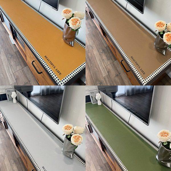 【皮革电视柜垫】桌布防水防油免洗轻奢高级长方形学生书桌垫定制,淘宝优惠券,粉丝福利购,淘宝优惠卷