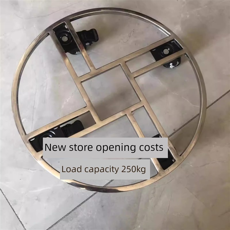 不锈钢圆形e移动大花盆与轴距万向轮花架盆景架龟车储存架 - 图0