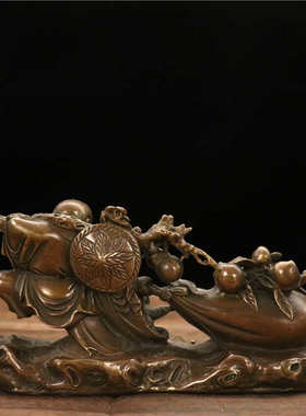 布袋金玉满堂弥勒佛黄铜彷古铜器家居桌S面摆件佳节送礼