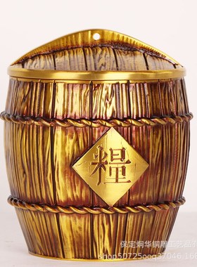 黄铜粮仓米仓送礼品铜缸摆件工艺品办公室客厅五谷丰登乔迁带盖