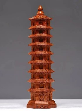 绿色木质13层文昌塔摆件礼品实木质九层文昌塔家居U办公室装饰摆